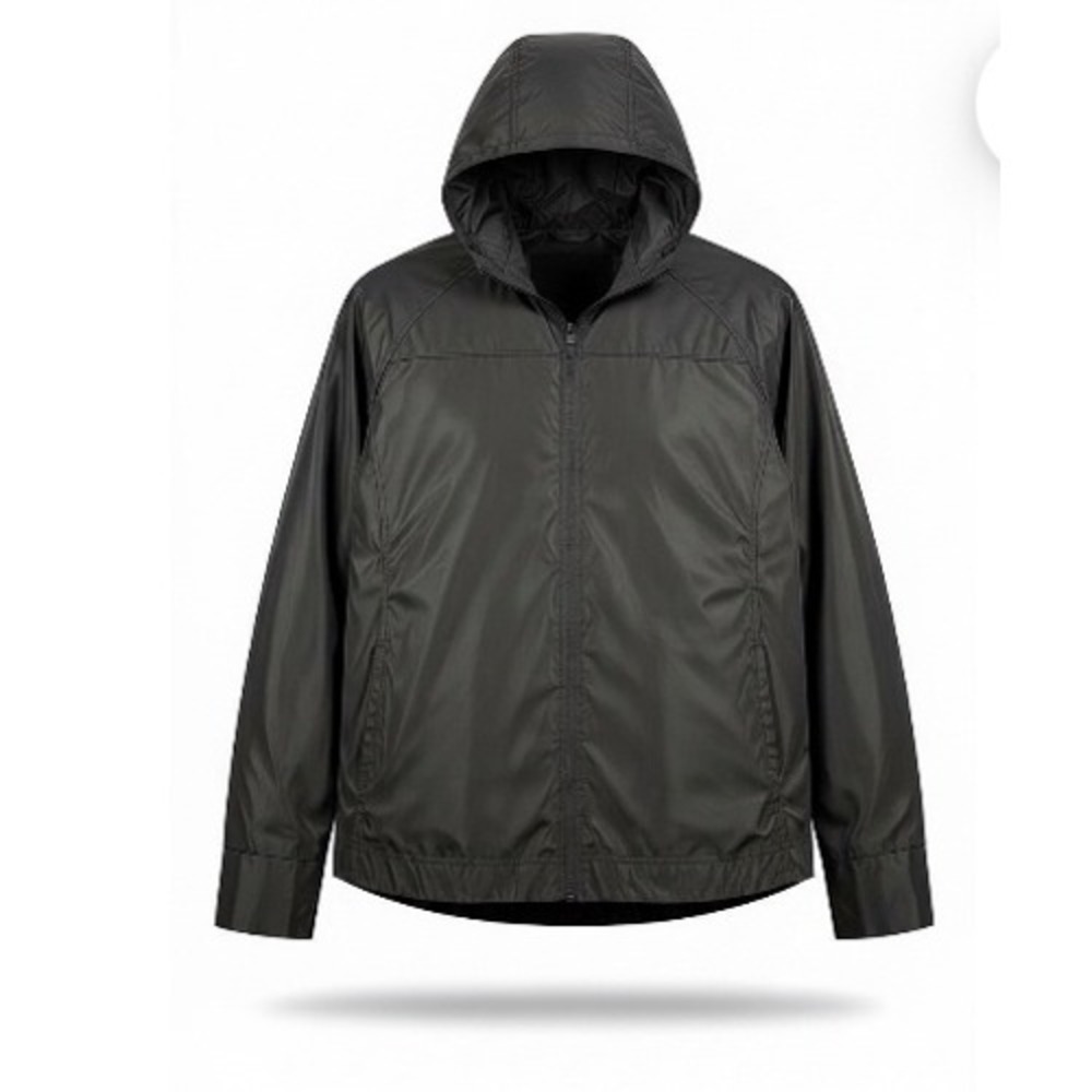 Athletic Works Women's Black Hooded Zip Rain Jacket Size L Raincoat Windbreaker